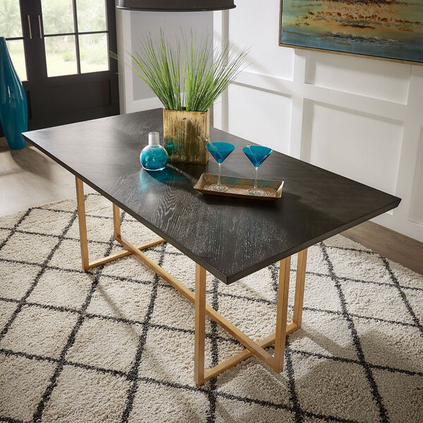 Montgomery Charcoal Brown and Gold Rectangular Dining Table, image 5